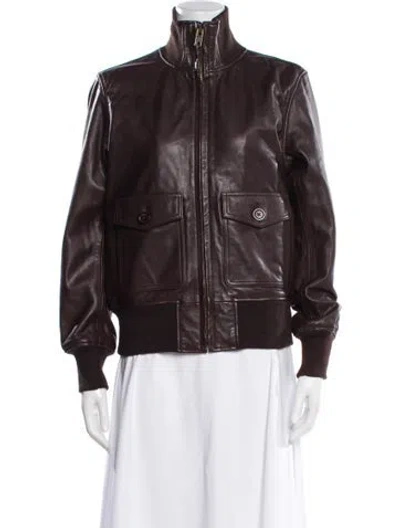 Pre-owned Schott Leather Bomber Jacket In Brown