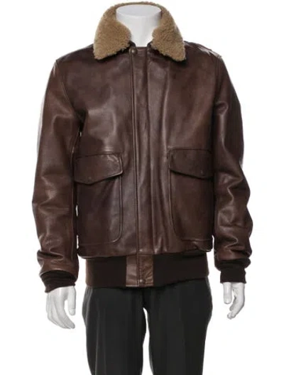 Pre-owned Schott Leather Bomber Jacket In Brown