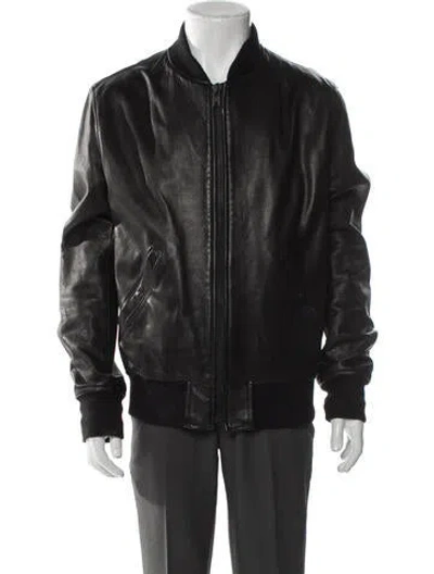 Pre-owned Schott Leather Bomber Jacket In Gray