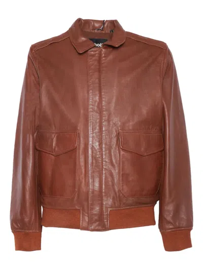 Schott Leather Flight Jacket In Brown