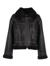 Schott Fur-collar Leather Jacket In Multi