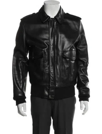 Pre-owned Schott Leather Moto Jacket In Black