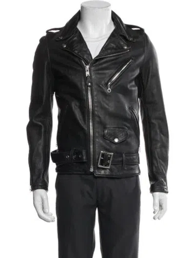 Pre-owned Schott Leather Moto Jacket In Black