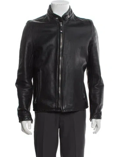 Pre-owned Schott Leather Moto Jacket In Black