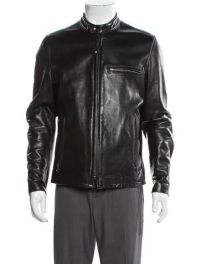 Pre-owned Schott Leather Moto Jacket In Black