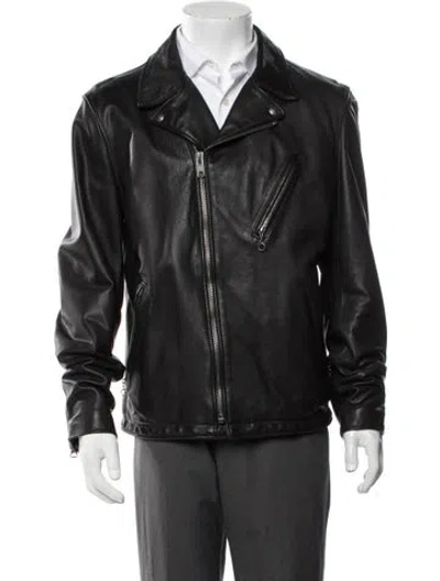 Pre-owned Schott Leather Moto Jacket In Black