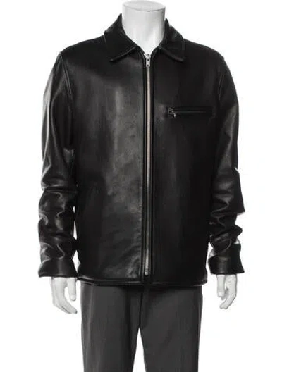 Pre-owned Schott Leather Moto Jacket In Black