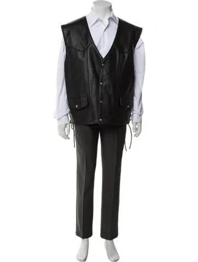 Pre-owned Schott Leather Vest In Blue