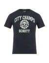 Schott Man T-shirt Midnight Blue Size S Cotton