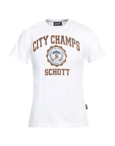 Schott Man T-shirt White Size S Cotton