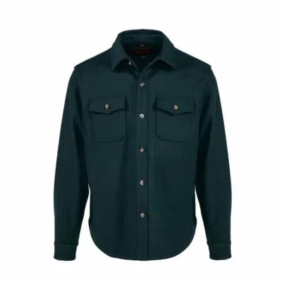 Schott Men Cpo Wool Shirt In Hunter Green