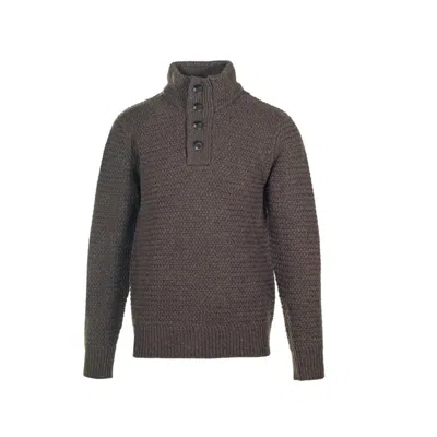 Schott Men's Funnel Neck Military Sweater In Coffee Bean In Black