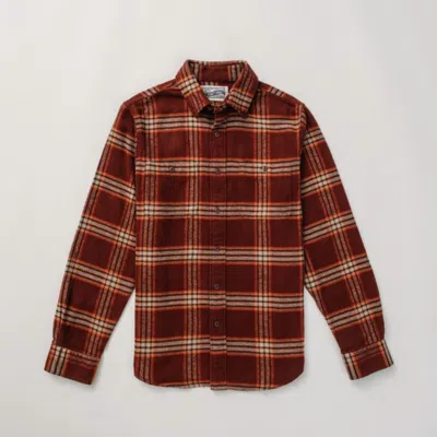 Schott Men Heavy Flannel Work Shirt In Root Beer In Brown