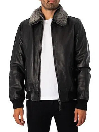 Pre-owned Schott Men's Leather Flight Jacket, Black