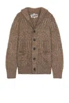 Schott Merino Wool Cardigan In Khaki