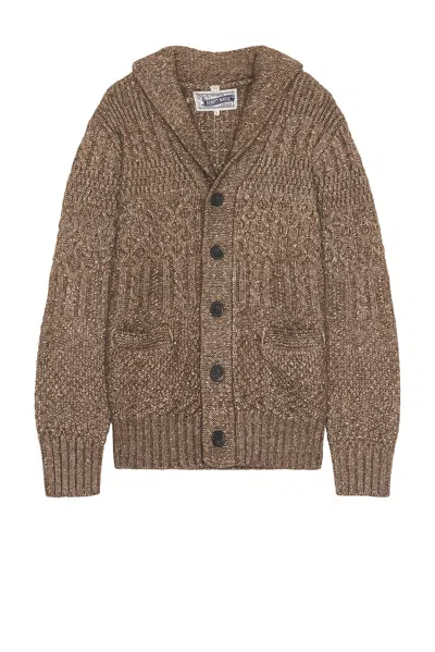 Schott Merino Wool Cardigan In Khaki
