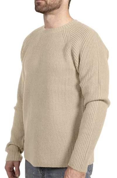 Schott Merino Wool Sweater In Oatmeal In White