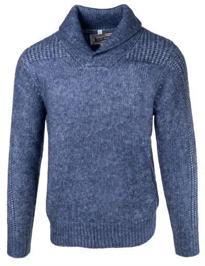 Schott Midweight Triple Blend Shawl Collar Sweater In Grey In Navy
