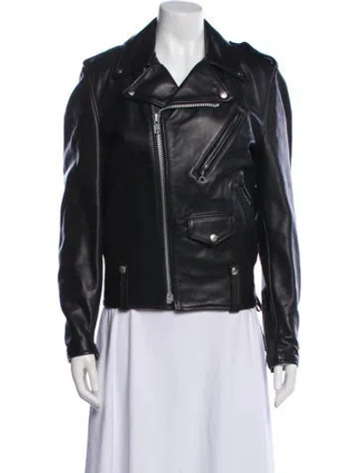 Pre-owned Schott Moto Jacket In Black