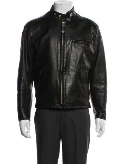 Pre-owned Schott Moto Jacket In Black