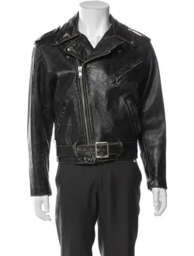 Pre-owned Schott Moto Jacket In Black