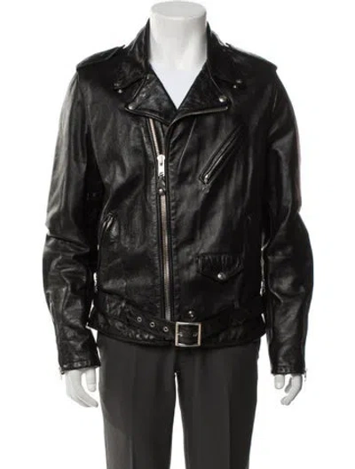 Pre-owned Schott Moto Jacket In Black