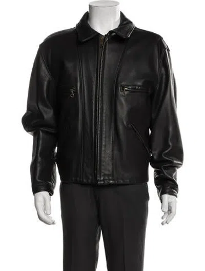 Pre-owned Schott Moto Jacket In Black