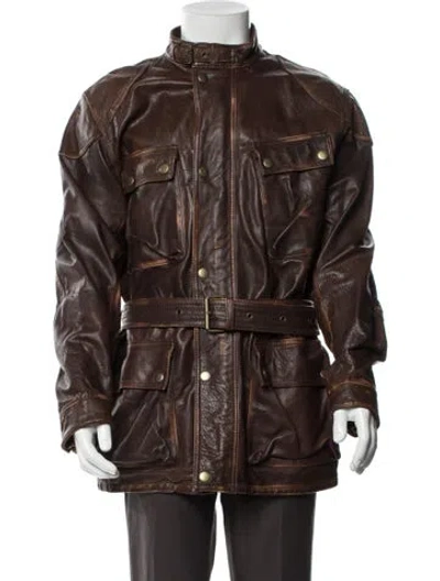 Pre-owned Schott Moto Jacket In Brown