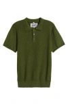Schott Nyc Basket Weave Cotton Knit Polo In Olive