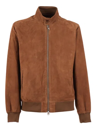 Schott N.y.c. Brown Suede Stand Collar Leather Jacket