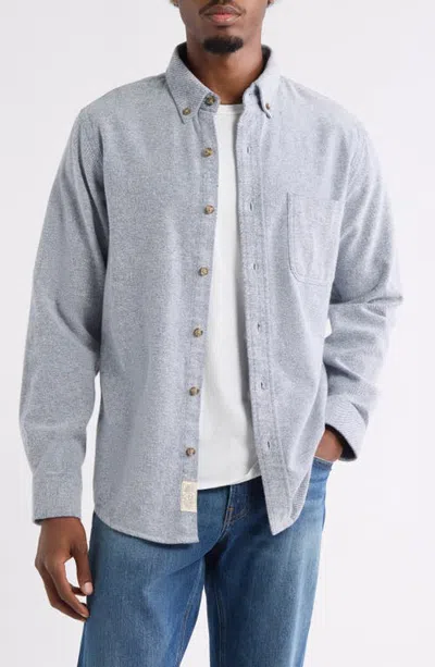 Schott Nyc Brushed Twill Button-down Shirt In Gray