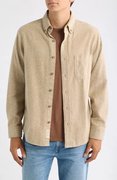 Schott Nyc Brushed Twill Button-down Shirt In Brown