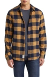 Schott Nyc Buffalo Check Flannel Long Sleeve Button-up Shirt In Gold/navy