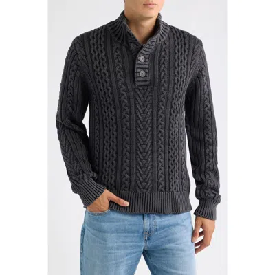 Schott Nyc Cable Knit Fisherman's Sweater In Blue