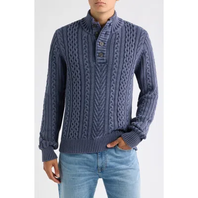 Schott Nyc Cable Knit Fisherman's Sweater In Blue