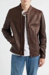 Schott Nyc Café Racer Oil Tanned Leather Moto Jacket In Brown