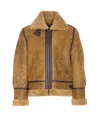 Schott Adjustable Strap Shearling Jacket Pockets In Animal Print