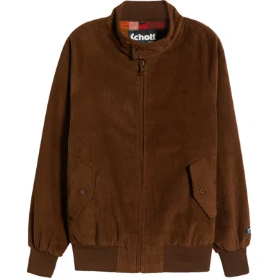Schott Nyc Corduroy Baracuta Jacket In Brown