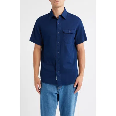 Schott Nyc Cotton Button-up Work Shirt In Blue