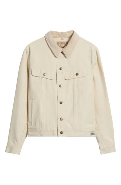 Schott Nyc Cotton Canvas Trucker Jacket In Neutral