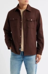 Schott Nyc Cpo Wool Blend Work Shirt In Brown