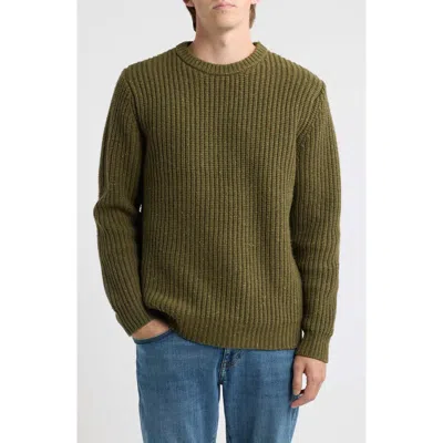 Schott Nyc Donegal Tweed Wool Blend Crewneck Sweater In Green