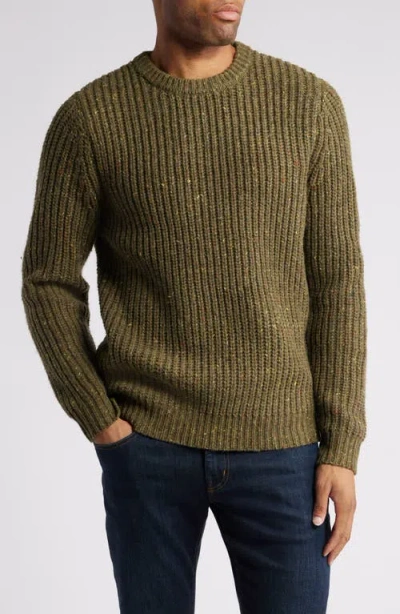 Schott Nyc Donegal Wool Blend Sweater In Olive