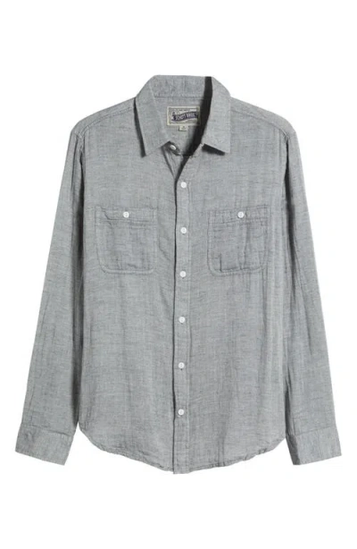 Schott Nyc Double Weave Work Shirt In Heather Grey