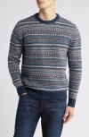 Schott Nyc Fair Isle Wool Blend Sweater In Blue