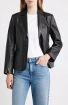 Schott Nyc Fitted Leather Blazer In Black
