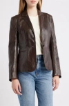 Schott Nyc Fitted Leather Blazer In Brown