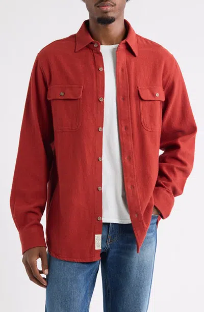 Schott Nyc Flannel Work Shirt In Red