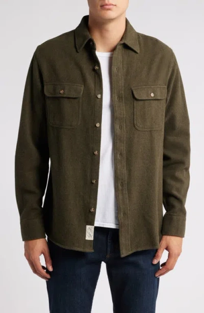 Schott Nyc Flannel Work Shirt In Olive