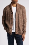 Schott Nyc Heavyweight Shawl Collar Cardigan In Brown